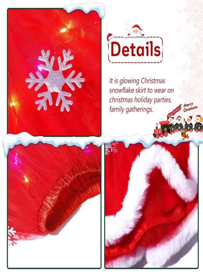 ايفينت تنورة توتو مضيئة لعيد الميلاد من إيرنت، تنانير توتو على شكل ندفة ثلجية، تنانير تول حمراء بإضاءة ليد، تنانير باليه لعيد الميلاد، تنورة زي العطلات - Image 5